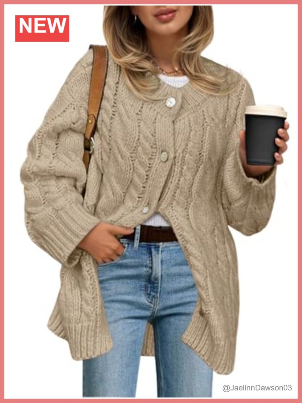 Womens Cable Knit Chunky Button Up Long Sleeve Crew Neck Warm Sweater Dress